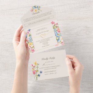 Invitation Tout En Un Mariage de campagne floral rustique