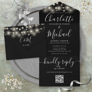 Invitation Tout En Un Mariage de code QR noir et blanc