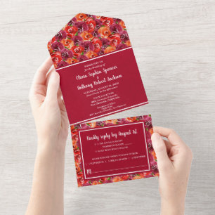 Invitation Tout En Un Mariage de collage floral aquarelle