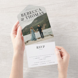 Invitation Tout En Un Mariage de couverture photo moderne