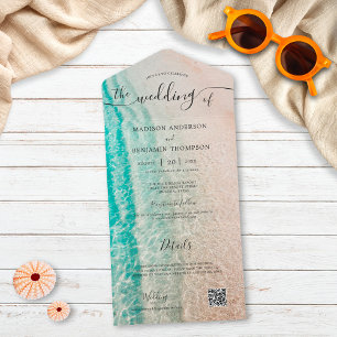 Invitation Tout En Un Mariage de destination de plage d'été sur l'océan