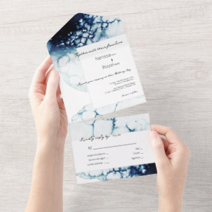 Invitation Tout En Un Mariage de destination nautique bleu