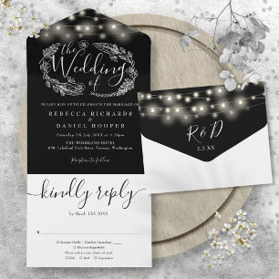 Invitation Tout En Un Mariage De Foliage Noir Et Blanc