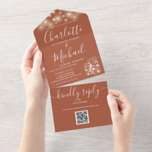 Invitation Tout En Un Mariage de la chaîne de caractères Mason QR Code d