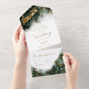 Invitation Tout En Un Mariage de Parties scintillant en marbre Trinity M