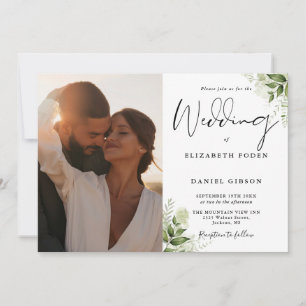 Invitation Tout en un Mariage de photos florales de verdure