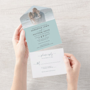 Invitation Tout En Un Mariage de plage bohème élégant