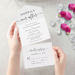 Invitation Tout En Un Mariage de script chic