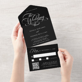 Invitation Tout En Un Mariage de script élégant et élégant
