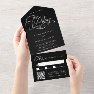 Invitation Tout En Un Mariage de script élégant et élégant