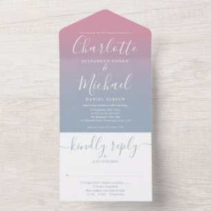 Invitation Tout En Un Mariage De Script Élégant Rose Et Dusty