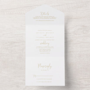 Invitation Tout En Un Mariage de script Gold Love