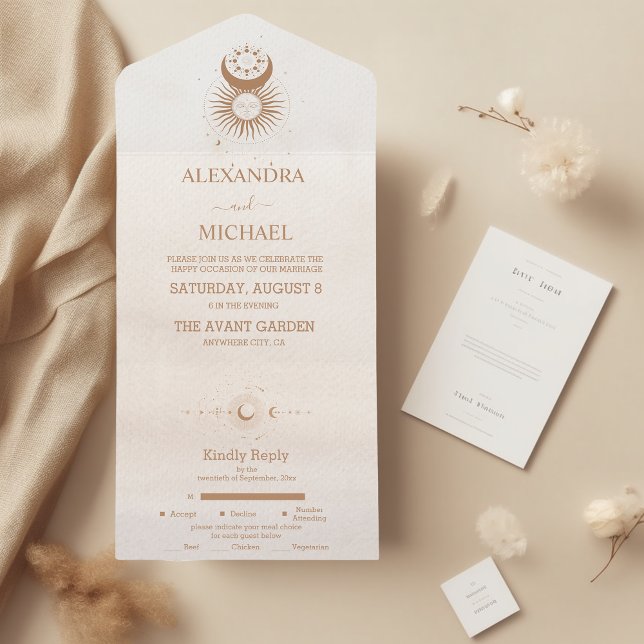 Invitation Tout En Un Mariage des étoiles célestes d'or mystique (Créateur téléchargé)