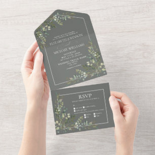 Invitation Tout En Un Mariage des repas verts de l'Eucalyptus Sage Botan