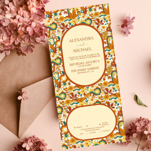 Invitation Tout En Un Mariage des tonalités à thème des années 70 Super 