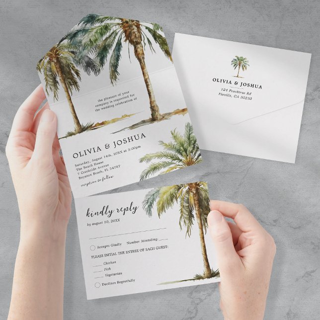 Invitation Tout En Un Mariage d'été tropical sur la plage (Créateur téléchargé)