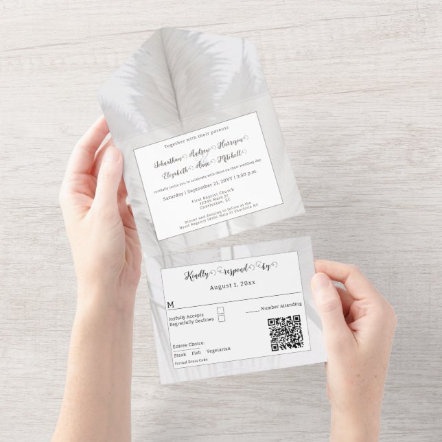 Invitation Tout En Un Mariage d'herbe Boho Pampas (Déchirure)