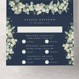 Invitation Tout En Un Mariage d'hiver de la baie des neiges et de l'euca