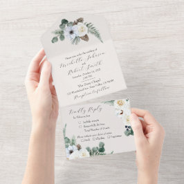 Invitation Tout En Un Mariage d'hiver floral rustique