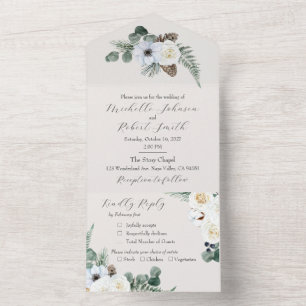 Invitation Tout En Un Mariage d'hiver floral rustique