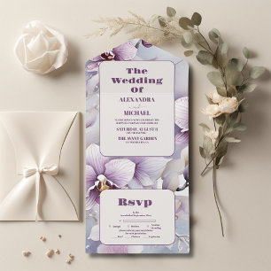 Invitation Tout En Un Mariage d'orchidée pourpre