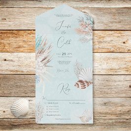 Invitation Tout En Un Mariage du dîner Aqua Ocean Shells