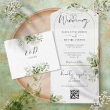 Mariage élégant avec arche dorée et code QR floral