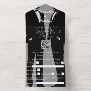 Invitation Tout En Un Mariage Élégant d'Hommes Gay Modernes
