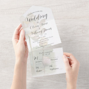 Invitation Tout En Un Mariage Élégant Floral Pastel
