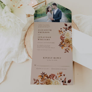 Invitation Tout En Un Mariage Élégant Rustique