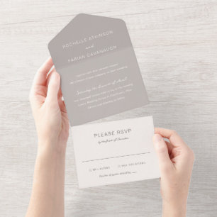 Invitation Tout En Un Mariage élégant simple Taupe