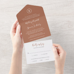 Invitation Tout En Un Mariage élégant traditionnel en terre cuite
