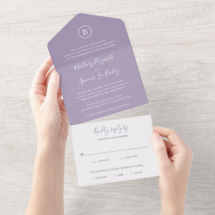 Invitation Tout En Un Mariage Élégant Violet Poussiéreux Traditionnel
