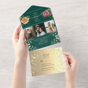 Invitation Tout En Un Mariage Emerald Green Photos