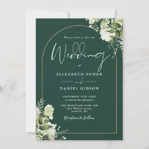 Invitation Tout en un Mariage Emerald Greenery Gold Arch