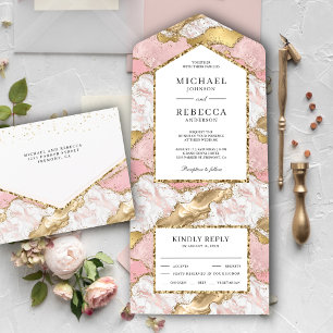 Invitation Tout En Un Mariage en marbre d'Agate de Parties scintillant e