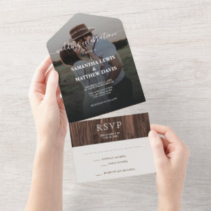 Invitation Tout En Un Mariage extérieur simple moderne Rustique