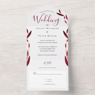 Invitation Tout En Un Mariage Feuille de Bourgogne