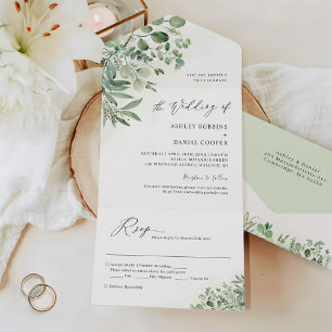 Invitation Tout En Un Mariage Feuille de l'Eucalyptus verdoyant (pas de