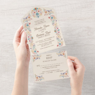 Invitation Tout En Un Mariage Fiesta Boho
