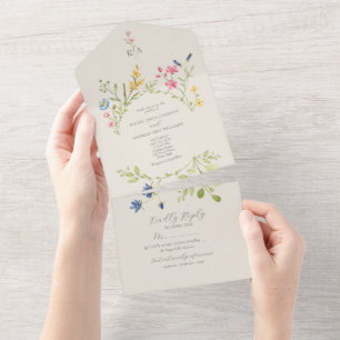 Invitation Tout En Un Mariage Fleur de Champ Bohème Campagnard
