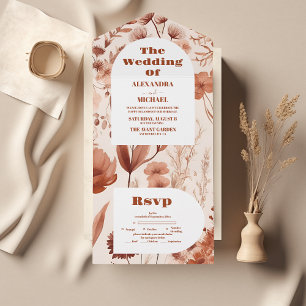 Invitation Tout En Un Mariage Fleur sauvage Aquarelle Bourgogne