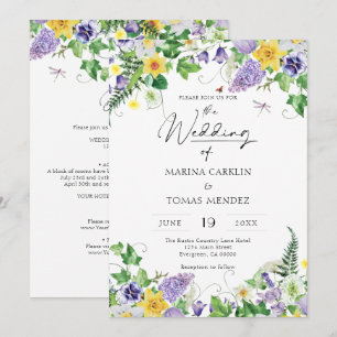 Invitation Tout en un   Mariage Fleur sauvage Boho