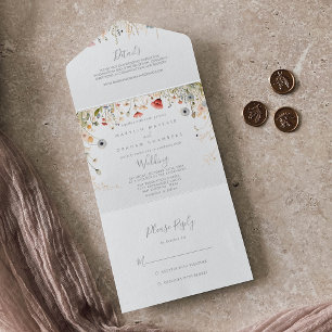 Invitation Tout En Un Mariage Fleur sauvage Boho coloré