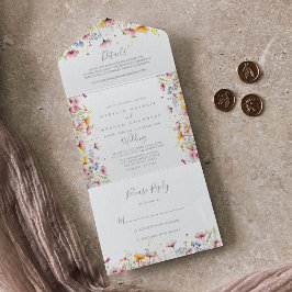 Invitation Tout En Un Mariage Fleur sauvage coloré Meadow