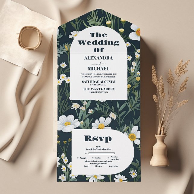 Invitation Tout En Un Mariage Fleur sauvage Elegant Boho (Créateur téléchargé)
