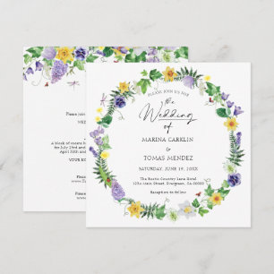 Invitation Tout en un   Mariage Fleur sauvage rustique