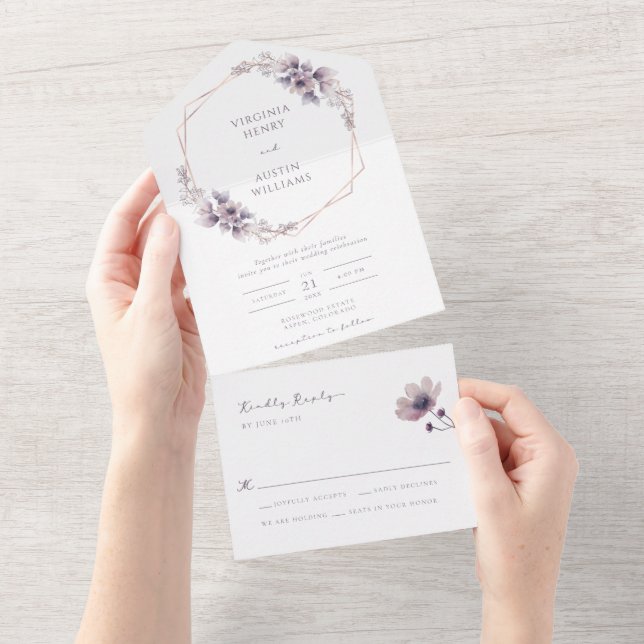 Invitation Tout En Un Mariage floral (Déchirure)