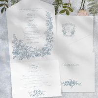Mariage Floral Bleu Poussiéreux Romantique en Dess