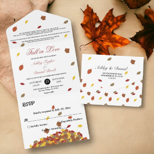Invitation Tout En Un Mariage Floral Bohème d'Automne aux Feuilles Rusti